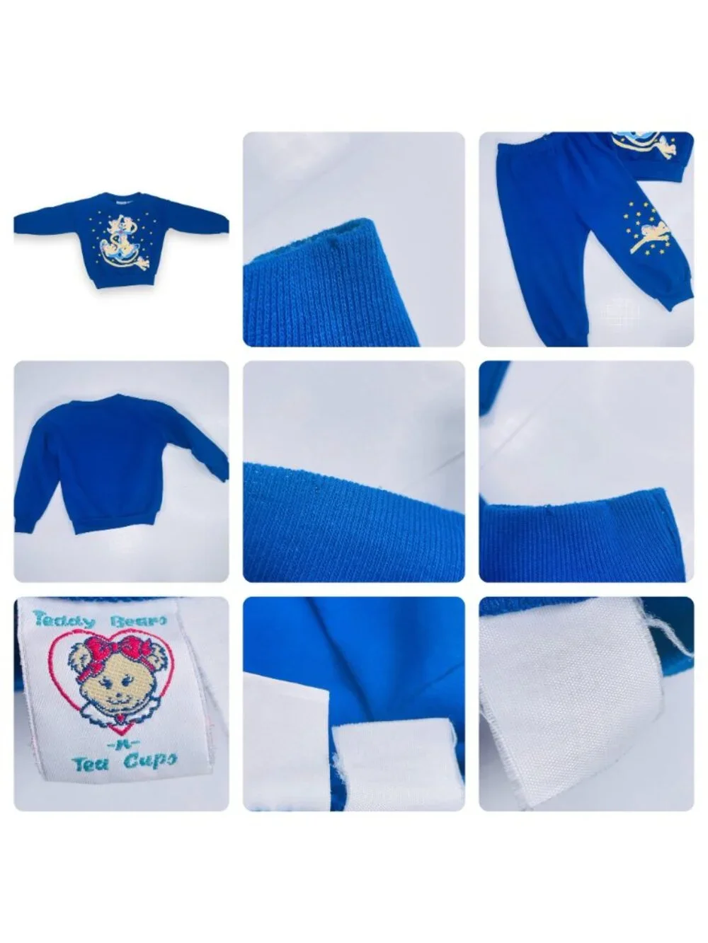 Vintage Nautical Sailor Teddy Bear Sweatshirt Pants Tracksuit Set Outfit 24m 2T
